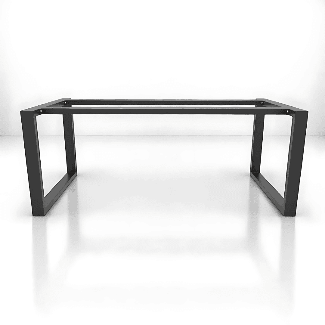 Gambe in ferro per tavoli - struttura rettangolare con doppia barra vista di lato