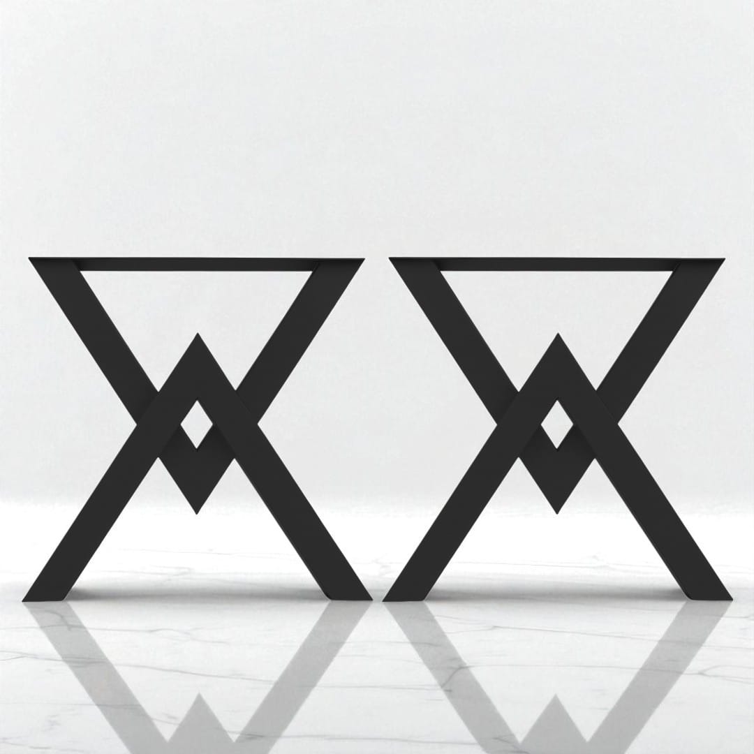 Gambe per tavolo in ferro Sentinella nero opaco – coppia di gambe in metallo artigianali Decimus, ideali per tavoli stabili e moderni
