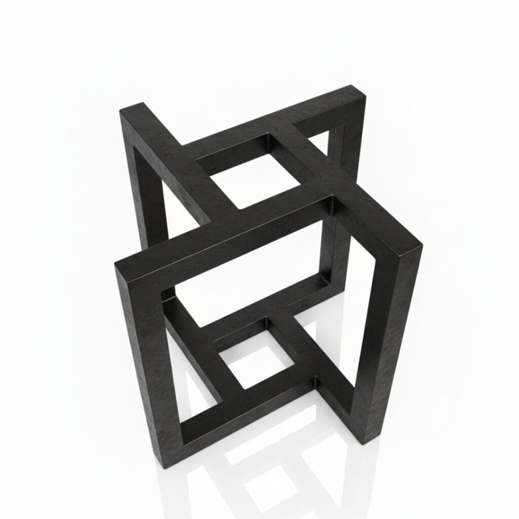 Base tavolo in ferro Atrium intrecciata design moderno nero opaco su sfondo bianco
