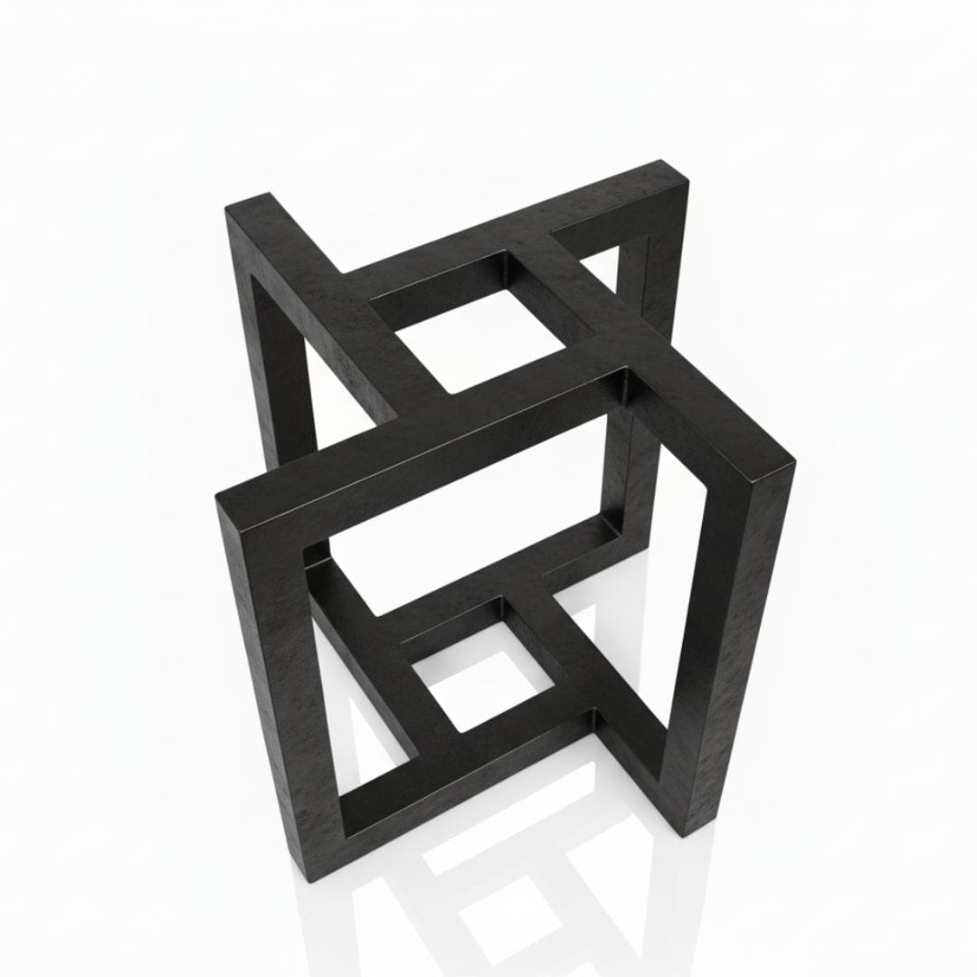 Base tavolo in ferro Atrium intrecciata design moderno nero opaco su sfondo bianco