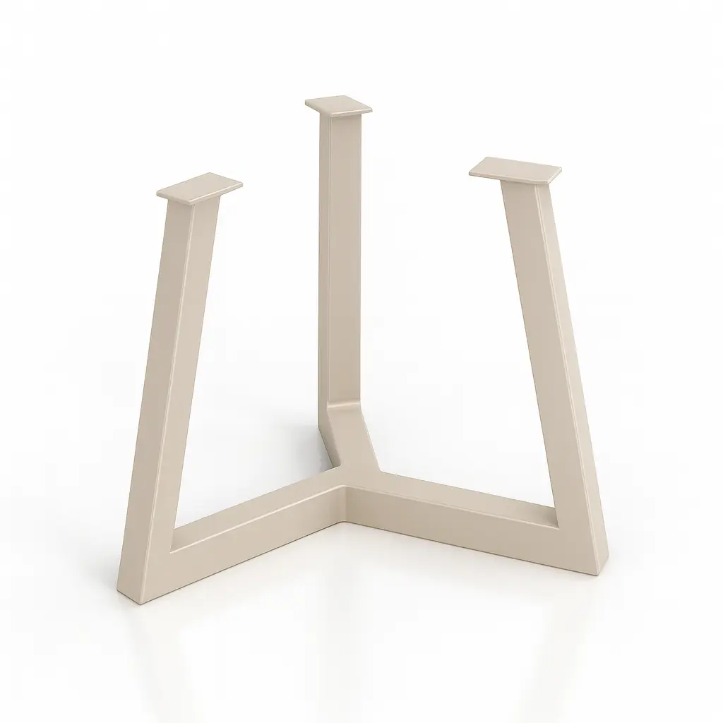 Decimus Trivium – gamba centrale in ferro per tavolo a tre punte, finitura RAL perlato argente beige elegante