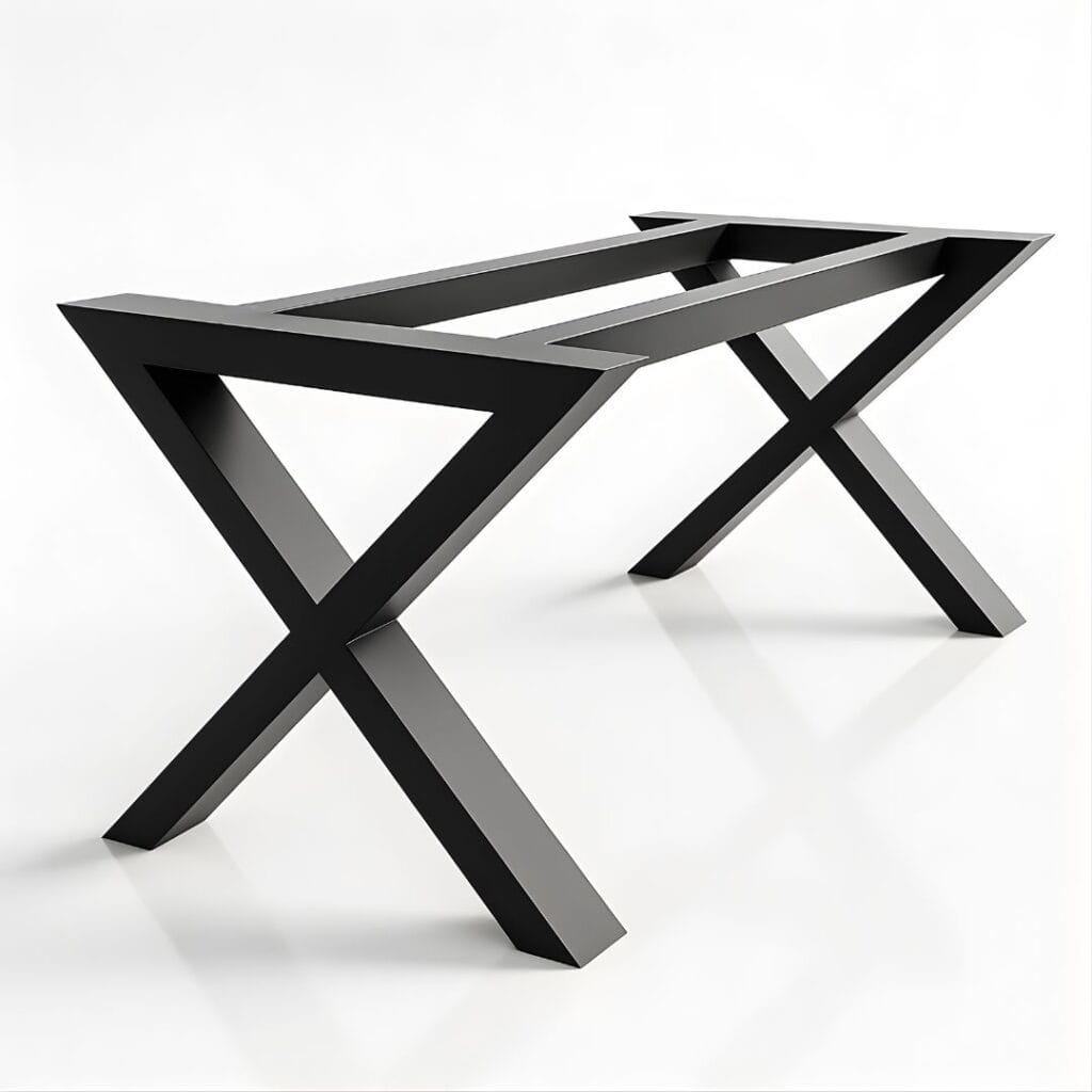 Struttura in ferro a X con doppia barra Decimus vista frontale, finitura nero opaco.