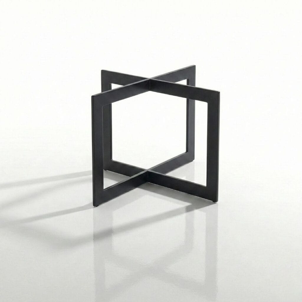 Base centrale in ferro Axis nera per tavolini con design geometrico compatto