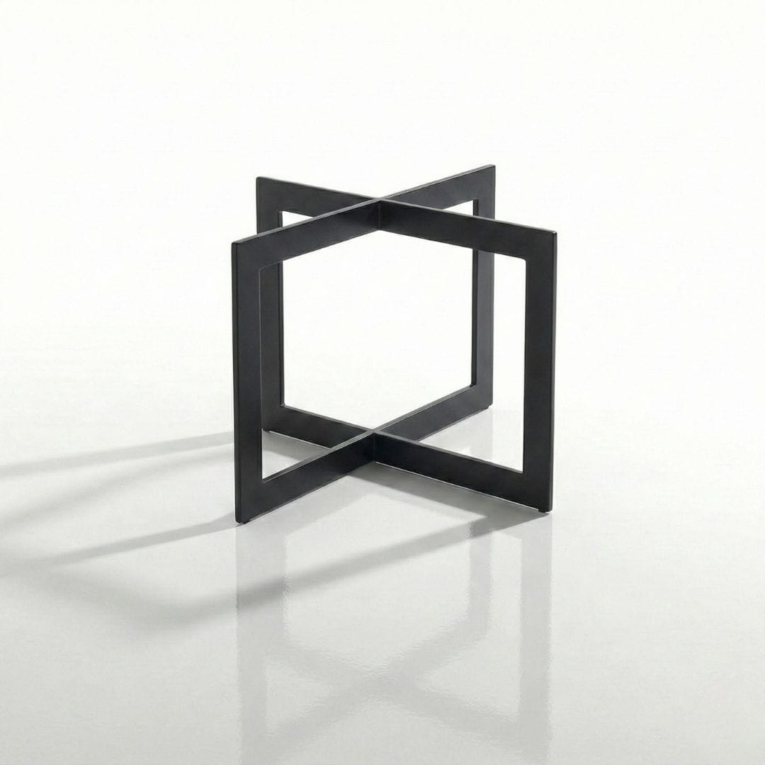 Base centrale in ferro Axis nera per tavolini con design geometrico compatto